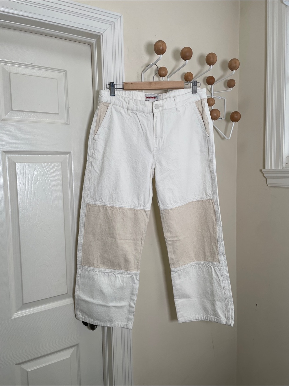 Wrangler Patchwork Chinos Work Pants Wide Legged - White Cream - 8